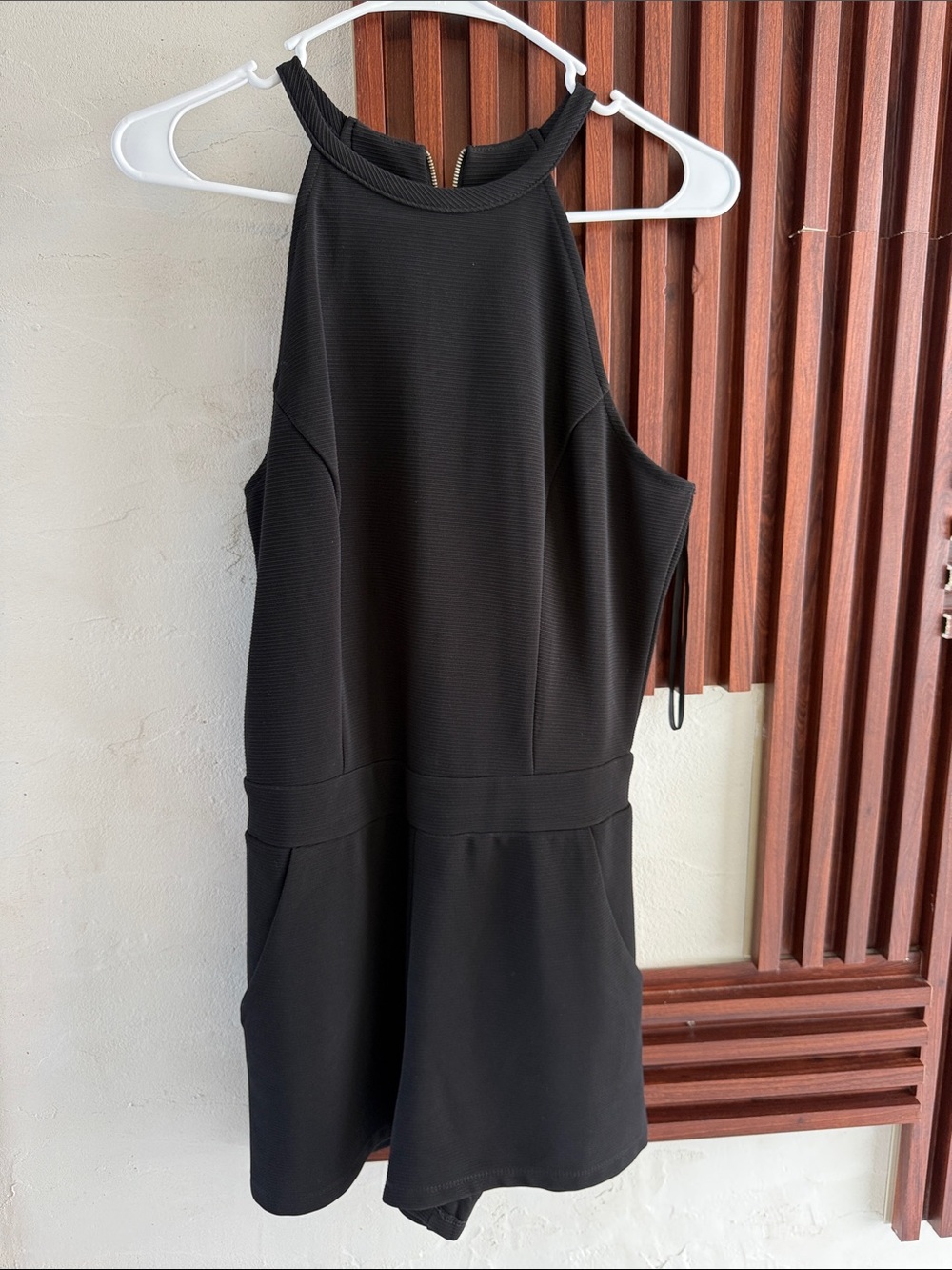 Women's Black Halter Mini Dress - Sleek Evening Style